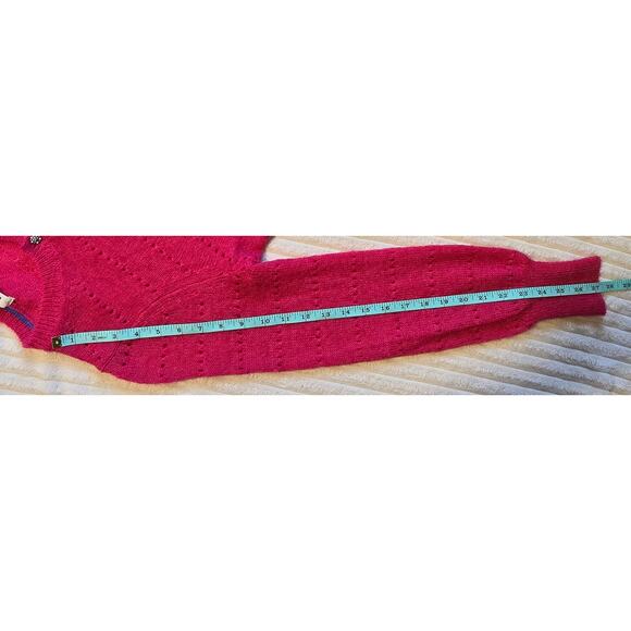 Boden Mohair Wool Blend Fluffy Textured Cardigan Vibrant Pink - Picture 13 of 13